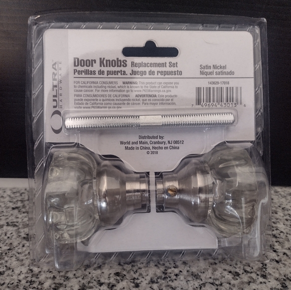 Door Knob Replacement Handle Set #43013 Satin Nickel, Spindle w/Hardware. New - Picture 5 of 6